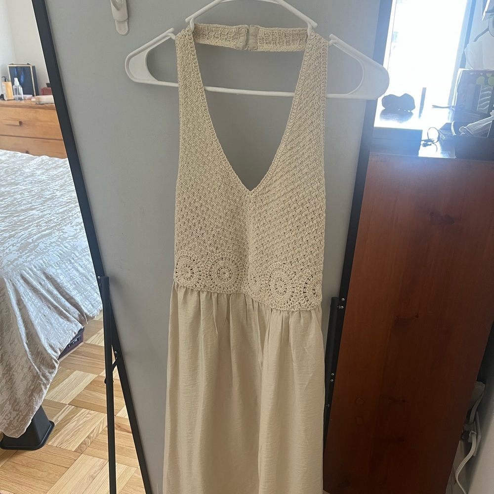 Beige Loft crochet top dress